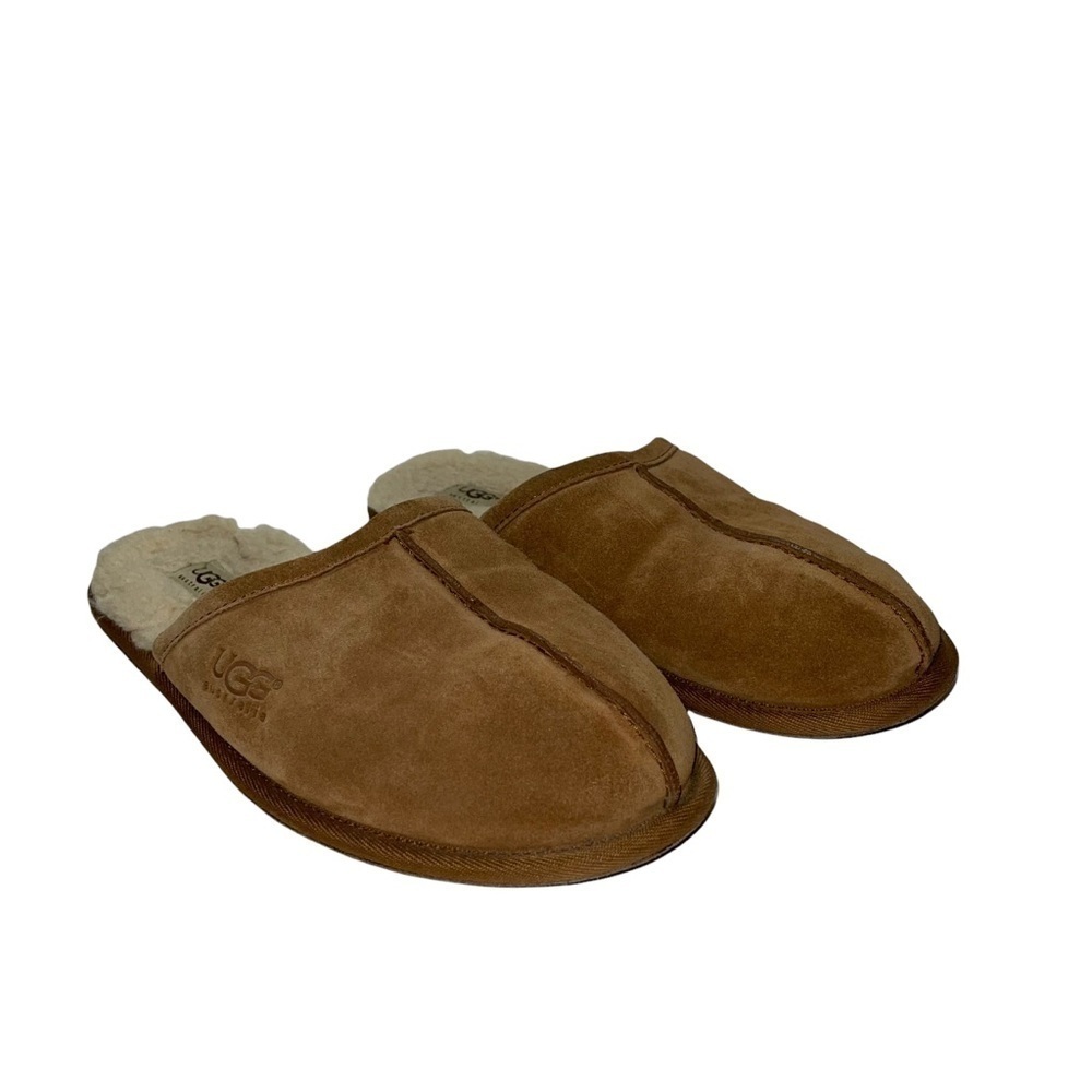 UGG Scuff Men's Sheep Skin Suede Slip On Brown Slippers Size 10 - Picture 2 of 9